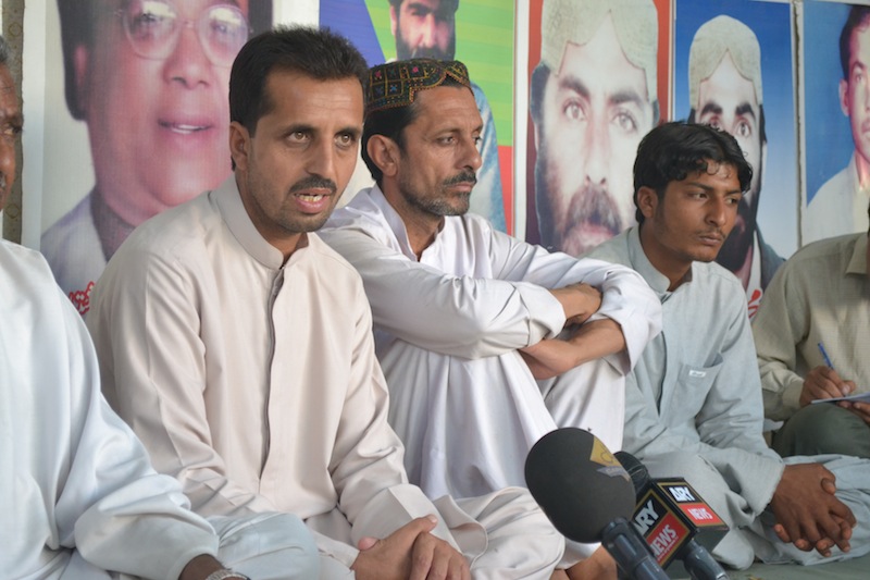 Photo: Matiullah Achakzai | Nasrullah Baloch speaks at protest for missing Baloch
