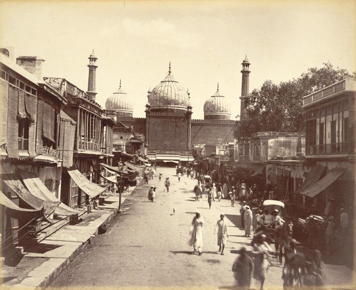 Street behind the Jama Masjid in Delhi, taken by S.C. Sen in the 1880s. (The British Library)