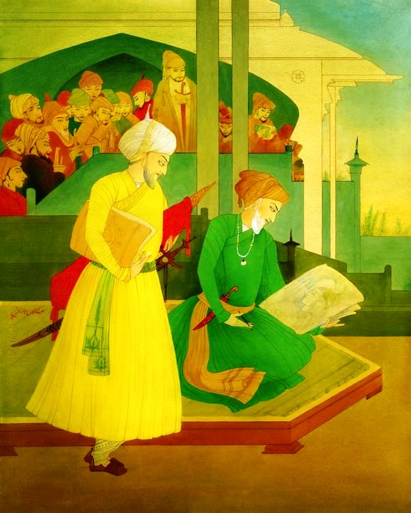 Ustad Ahmad Mimar presents the design of Taj Mahal to Emperor Shah Jahan by Abdur Rehman Chughtai  Abdur Rehman Chughtai(1899–1975), among South Asia's first modernist painters, drew heavily on the tradition of the Mughal miniature. Here he depicts Mughal emperor Shah Jahan with Ustad Ahmad Mimar, his chief architect and the man credited with designing the Taj Mahal.  