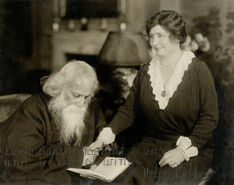 Helen Keller meets with Rabindranath Tagore in New York City, 1921. Courtesy of the Perkins School for the Blind Archives and featured in the Meridian International Center #KindredNations Exhibit.