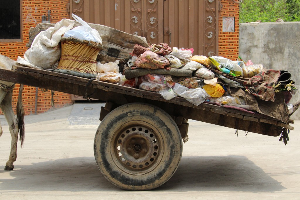 Gaddha Gardee with waste that has been collected from households in the Kot Lakhpat area.